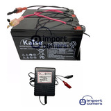 Kit 2 Baterias 12v 7ah + Cargador Cocodrilo + Cables Auto 