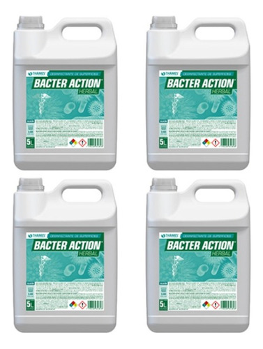 Desinfectante Bacter Action Aprob. Anmat X5lts. Herbal X4un.