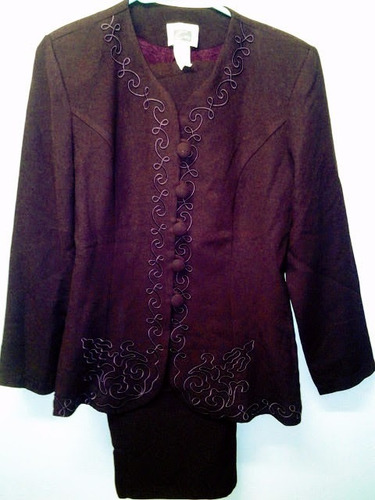 Conjunto Para Festa Coty Cor De Vinho Bordo- Saia E Blazer M