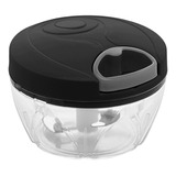 Mini Processador Manual Alimentos 3 Lâminas Inox Preto Cinza