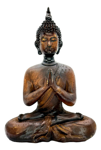 Estátua Buda Sidarta Tailandês Meditação Mudras Cor Madeira
