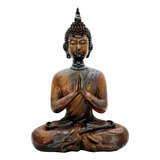 Estátua Buda Sidarta Tailandês Meditação Mudras Cor Madeira