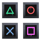 Kit 4 Quadros Decorativos Gamer Video Game Playstation