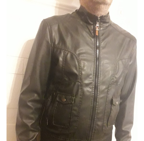 Campera Chaqueta Zara Man Cuerina Eco Cuero Talle L Negro