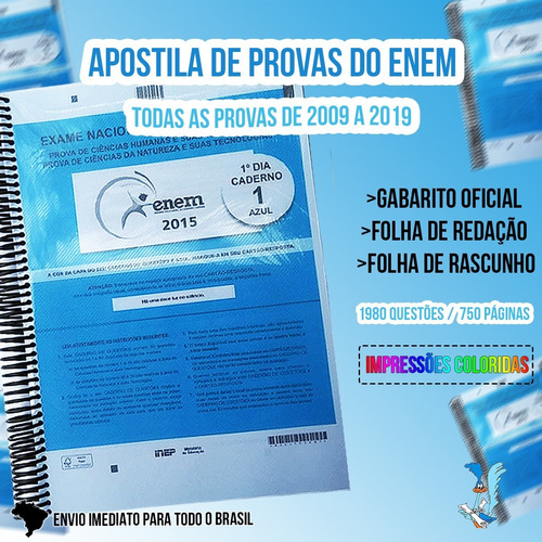 Enem 2020 - Provas Anteriores 2009 A 2019 + Gabarito Oficial