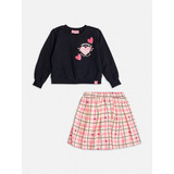 Conjunto Infantil Momi Inverno Saia Xadrez E Moletom Love