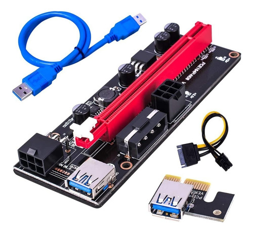 Riser Ver 009s Pcie 6pin 16x Mineria Express Usb Eth Btc Color Negro