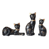 Gato Decorativo Set Juego Yeso Resina X3