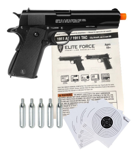 Marcadora Co2 Elite Force 1911 A1 Blowback Bbs 6mm Xtr C