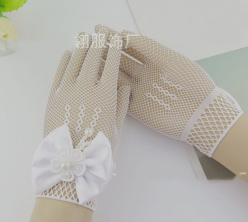 2 Pares De Guantes Blancos De Encaje Para Niñas