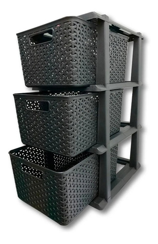 Cajonera De 3 Cajones Organizador Plastico Rattan