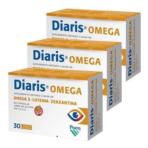 Pack 3 Diaris Omega Suplemento Dietario Luteina Salud Ocular