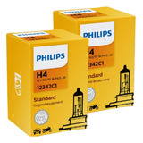 Par Lâmpadas Farol Baixo E Alto H4 Philips Halogena 12v