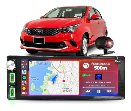 Multimídia 1 Din Encaixe Rádio Comum Gps Bluetooth Carplay