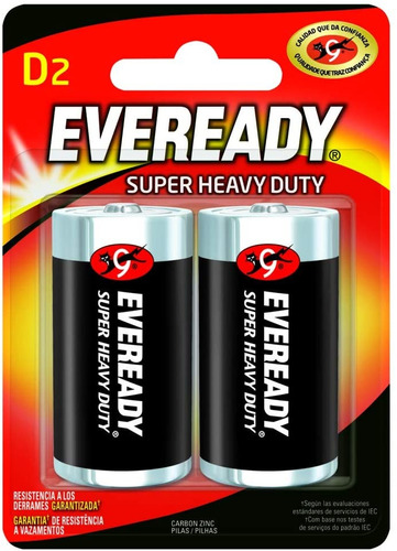 Pila Eveready Carbon Zinc Tamaño D Blister Con 2 Unidades