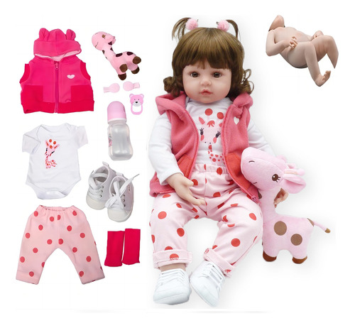 Rode Bebê Reborn Boneca Realista Silicone 48cm  Pijama Boneca