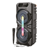 Bafle Karaoke Bluetooth Doble 6.5 Tws Fm Micro Sd Usb Color Negro