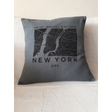 Funda De Almohadón New York Lienzo Tusor Gris 45x45