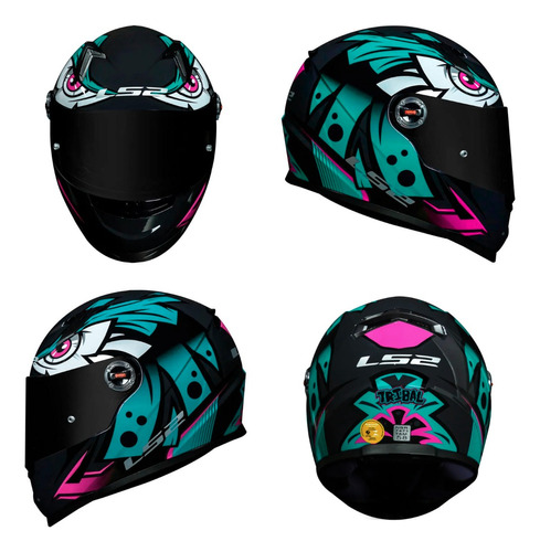 Capacete Unissex Ls2 Ff358 Tribal Green