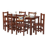 Conjunto Mesa Com 6 Cadeiras Madeira Maciça Wt