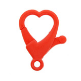 Mosquetão Plástico Coração - Vermelho - 10 Peças