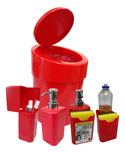Kit Porta Escova De Dente Dispenser Porta Sabonete Liquido 