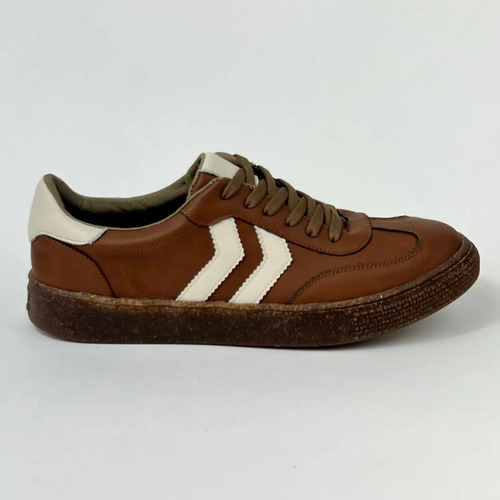 Tenis Hombre Casuales (tipo Samba) De Piel Eco-friendly Nut Latte