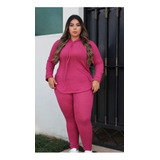 Conjunto Feminino Em Crepe Frio Plus Size Grande Inverno