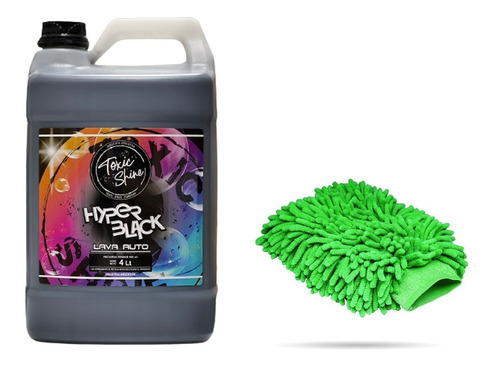 Shampoo Lava Auto Con Cera Hyper Black Toxic Shine + Manopla