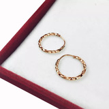 Par Aros Oro 18k Argollas Cubanos Retorcidos 12 Mm Bebe Niña