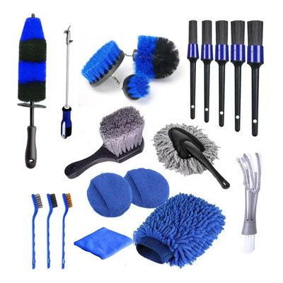 Kit De Limpieza De Coche Con Cepillo Eléctrico De 20 Piezas Color Azul