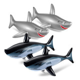 4 Piezas De Tiburón Inflable Flotador De Tiburón Juguete De 