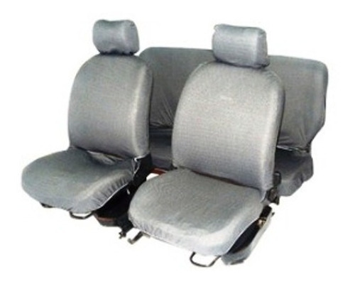 Funda Cubre Asiento Universal De Tela Completo Gris Claro