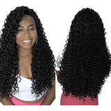 Peruca Half Wig Bio Fibra Longa Cacheada 60cm Preta