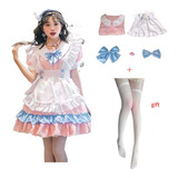 Traje De Maid Cosplay, Vestido Lolita Mucama Kawaii Rosa