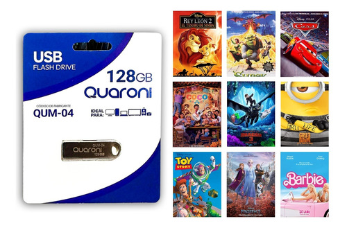 Memoria Usb 128 Gb Con Peliculas Infantiles