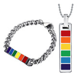 Pulsera + Collar Colgante Arcoiris Gay Lesbiana Lgbt Pride