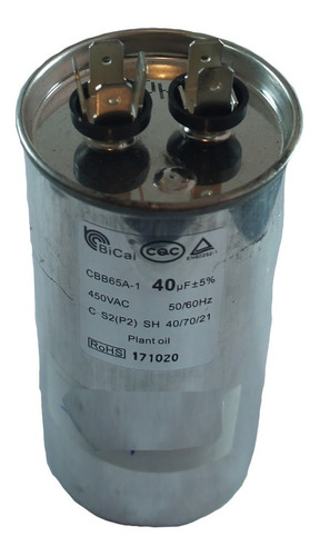 Capacitor Para Ar Condicionado 40uf X 450vac Cbb65a-1