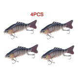 4 Señuelos De Pesca Articulados Biónicos, 100 Mm, 7 Segmento