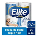 Toallas Elite Triple Hoja Deco Maxirollo 22,5 Mts 16 Rollos 