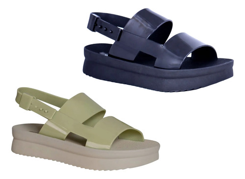 Sandalia Duo Pack Para Mujer Romina 9870 Negro Verde Matcha