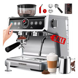 Sangkee Cafetera Espresso Con Espumador De Leche Y Molino De Café, Filtros Portafiltro Estándar, Kit Barista Completo Para Espresso Y Capuchino Latte, Depósito De Agua Extraíble De 2.8l, 20 Bar, 1500w