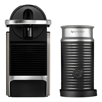 Cafetera Nespresso Pixie Titan + Aeroccino + Café De Color Plateado | Envío gratis