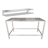 Mesa Bancada De Serviço Industrial 120x53 + Prateleira Inox 