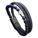 Pulsera Piedras Naturales 8 Mm Doble Para Hombres