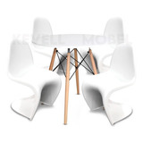 Comedor Moderno Mesa Eames Blanca + 4 Sillas Phantom Blancas