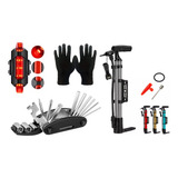 Kit De Bici +guantes +luces+ Inflador+kit Herramienta+ Moto