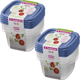 8 Potes Plástico 360ml Quadrado Microondas Freezer Bpa Free