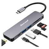 Hub Usb C Hiearcool | Usb 3.0, Hdmi, Sd/tf, Pd 100w