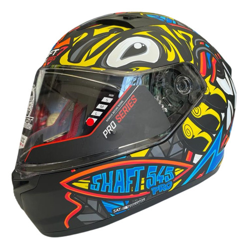 Casco Shaft Sh545 Amarillo Azul Mateoauh Xl Cerrado